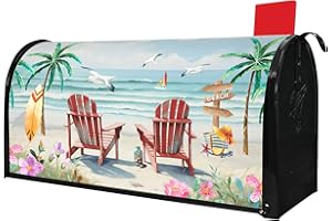 PUTWARE Coastal Beach Mailbox Covers Magnetic Standard Size 21" X 18" Seaside Summer Welcome Mailbox Wraps Post Letter Box Cover for Garden Yard Home Decor Outdoor Decorations (Beach, 21" x 18")