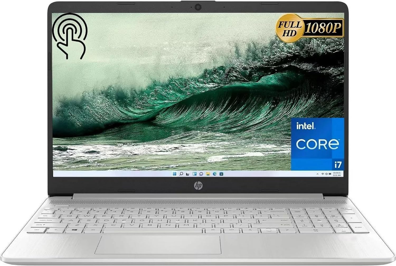 HP 15.6" Full HD Touchscreen Laptop, 16GB RAM, 1TB SSD Storage, Intel Core i7-1255U Processor up to 4.7GHz, Long Battery Life, HD Camera, HDMI, Windows 11, Natural Silver, W/GaLiMu