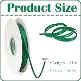 POPOYU Dark Green Satin Ribbon 3mm x 91m for Gift Wrap & DIY Crafts view 2