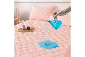 PAJEO Waterproof Mattress Protector Twin Size, Quilted Fitted Mattress Cover with 17" Stretchable Deep Pockets - Leak-Proof, Urine & Stain Resistant, Machine Washable (1 Pcs Mattress Pad) (Pink)