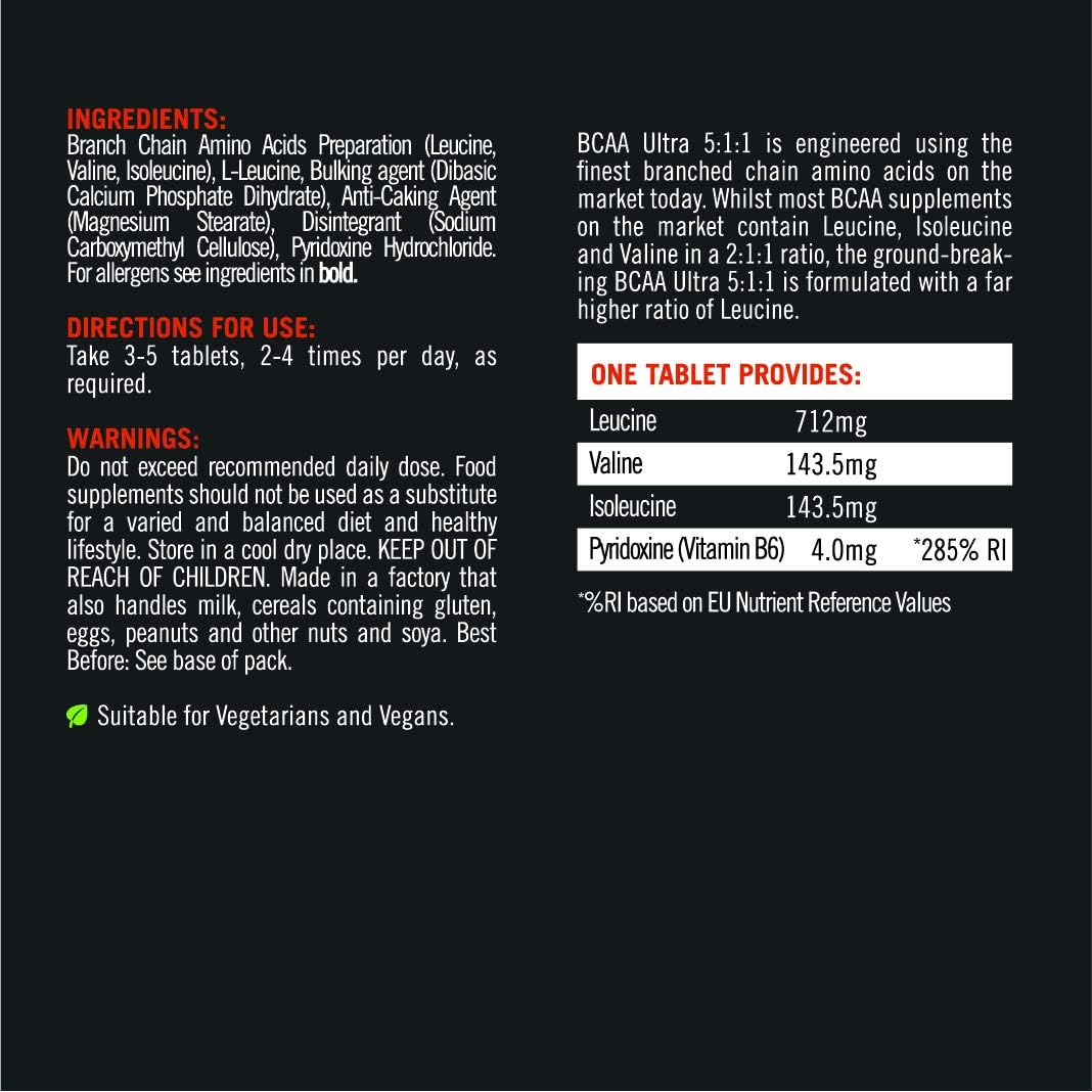 BCAA Ultra, Finest Amino Acids, 5:1:1 Leucine, Isoleucine & Valine, Essential BCAA Supplement, Pre & Post Workout - Image 3