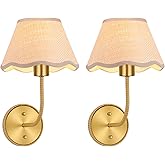 KUSSCO Boho Wall Sconces Set of Two Rattan Wall Lamp Rustic Brass Wall Mount Light Hardwire Wall Sconces Lighting for Bedroom