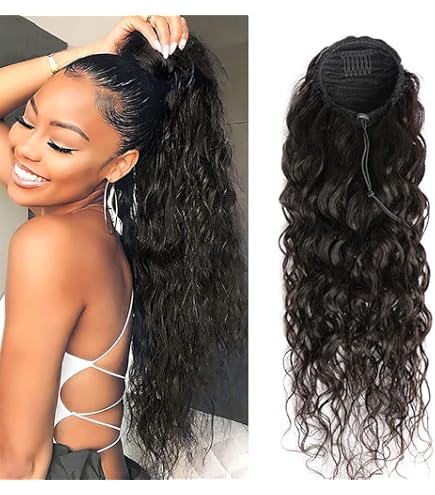 Claw Clip Hair Extension Synthetic Wavy Curly Drawstring Ponytail Women Girls Amazon.com : CJL HAIR Short Claw Clip Bonde Ponytail Hair  main image 3