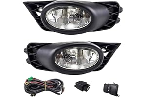 BOXLIGHT Fog Lights Assembly Replacement for 2009 2010 2011 Honda Civic Sedan, Front Bumper Driving Fog Lamps with Wire Harness for Passenger and Driver Side (Clear Lens)