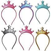 Jaqakid 6Pcs Princess Tiara Crown Headband, Birthday Party Headbands for Women, Fairy Costume Head Band Hair Accessories