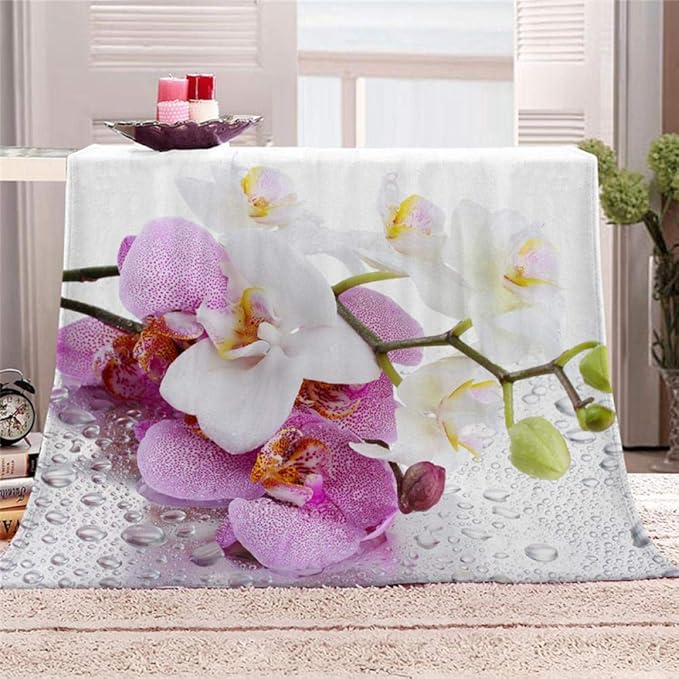 LHUTY Manta acogedora Phalaenopsis 180x200 cm Manta de Franela