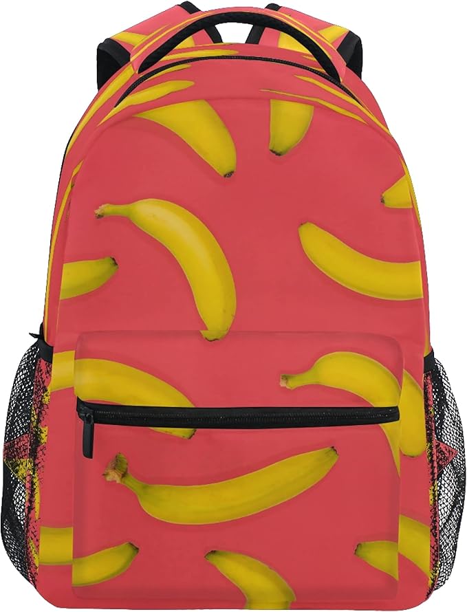 KLL Banana Red Backpack School Bag Bookbag Personalized 14 inch Laptop
