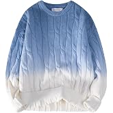 GURUNVANI Unisex Ombre Cable Knit Sweater Crewneck Loose Fit Pullover | Soft Hand Feel, Textured Knit Surface, Substantial Midweight Build, Easy Layering for Cool Weather, Casual Everyday Style