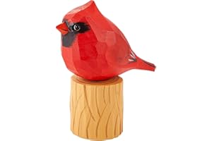 WEWAYSMILE Wooden Carved Bird Decor Bird Figurines Hand Carved Painted Wooden Statues Decor BFF Gifts for Bird Lovers Housewarming, BirthdayChristmas, Thanksgiving Day (Cardinal)