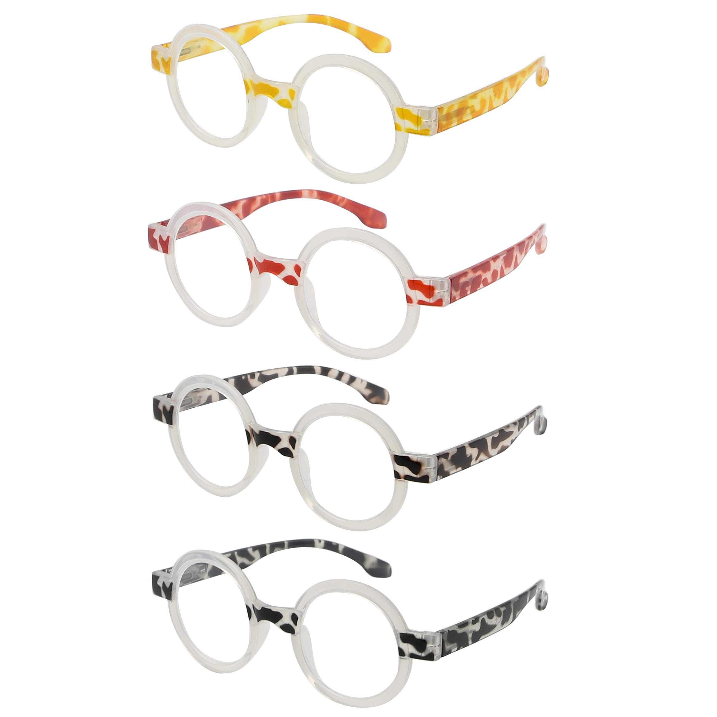 Eyekeeper 4 Pack Round Reading Glasses for Women Retro Readers +0.75