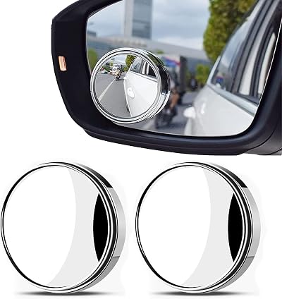 IRYNA 2 Pcs Blind Spot Mirrors 360° Rotate Round Wide Angle Waterproof HD Glass