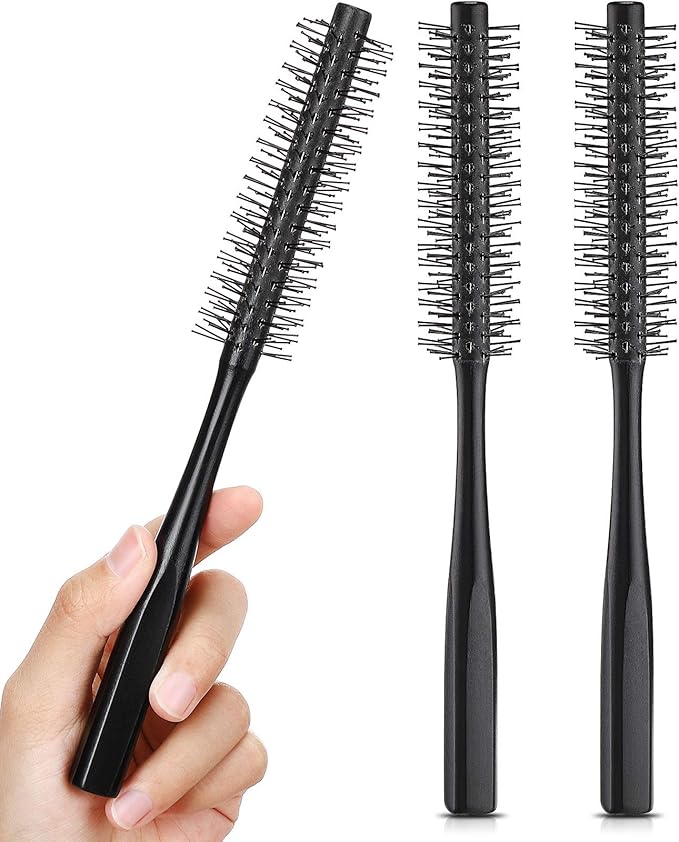 3 Pieces Small Round Barrel Brush for Short Hair, 1.2 Inch Bang Brush