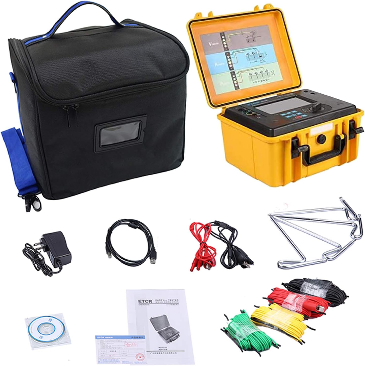 Four Wire Earth Ground Resistance Tester Meter Soil Resistivity Tester