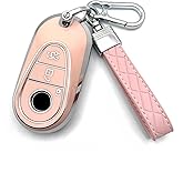 HAOYOUMEI Advanced soft TPU Key Cover is compatible with Mercedes Benz 2024-2025 E 2023-2025 SL CLE GLC 2022-2025 EQE EQS S C Series key (Pink Set)