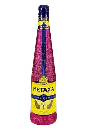 Metaxa 5* Sterne Weinbrand Brandy 70cl (38% Vol) Bling Bling Glitzerflasche in hot pink -[Enthält Sulfite]