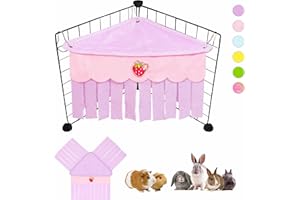 VOZRELS Guinea Pig Hideout, Cute Guinea Pig Corner Fleece Forest Hideaway 3-Side Curtain, Rabbit Hammock Toy and House Bed for Bunny, Ferret, Rat, Chinchilla and Small Animal Cage Accessories (Purple)