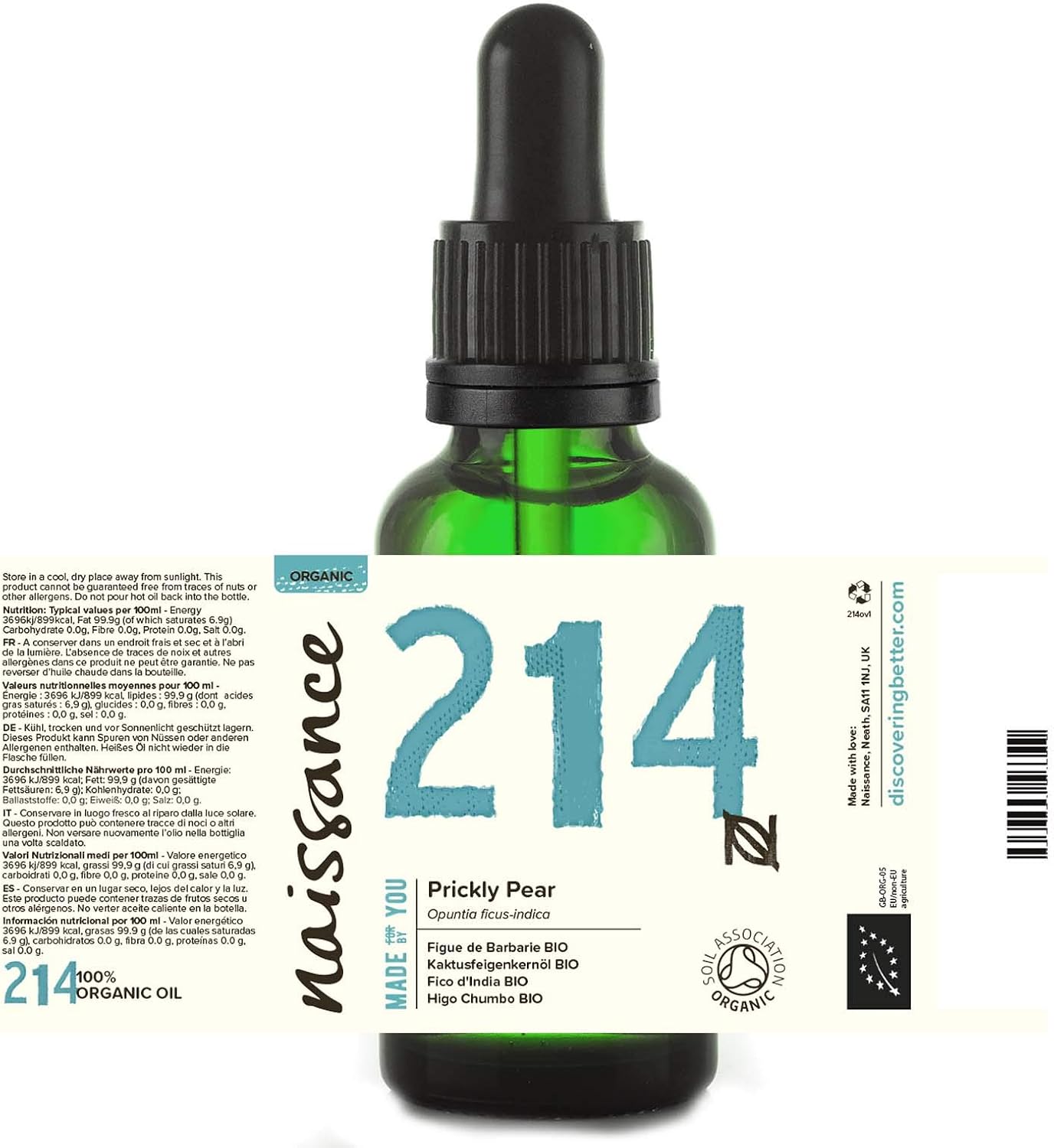 Naissance Organic Prickly Pear Oil (Barbary Fig Seed Oil) 30ml, Pure, Natural, Certified Organic, Cold Pressed, Vegan - Image 5