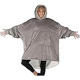 THE COMFY Original | Sherpa Lined Microfiber Fleece Wearable Blanket, Oversized Design with Hood and Pocket from Shark Tank