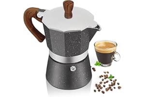 MOGRECHA Aluminum 3 Cup 150ml Moka Pot Express Coffee Maker Stovetop Espresso Colorful Coffeemaker Italian Classic Style Brewing Greca Cafe Mocha Machine for Cafeteras Lover Camping Travel and Home Use 5oz
