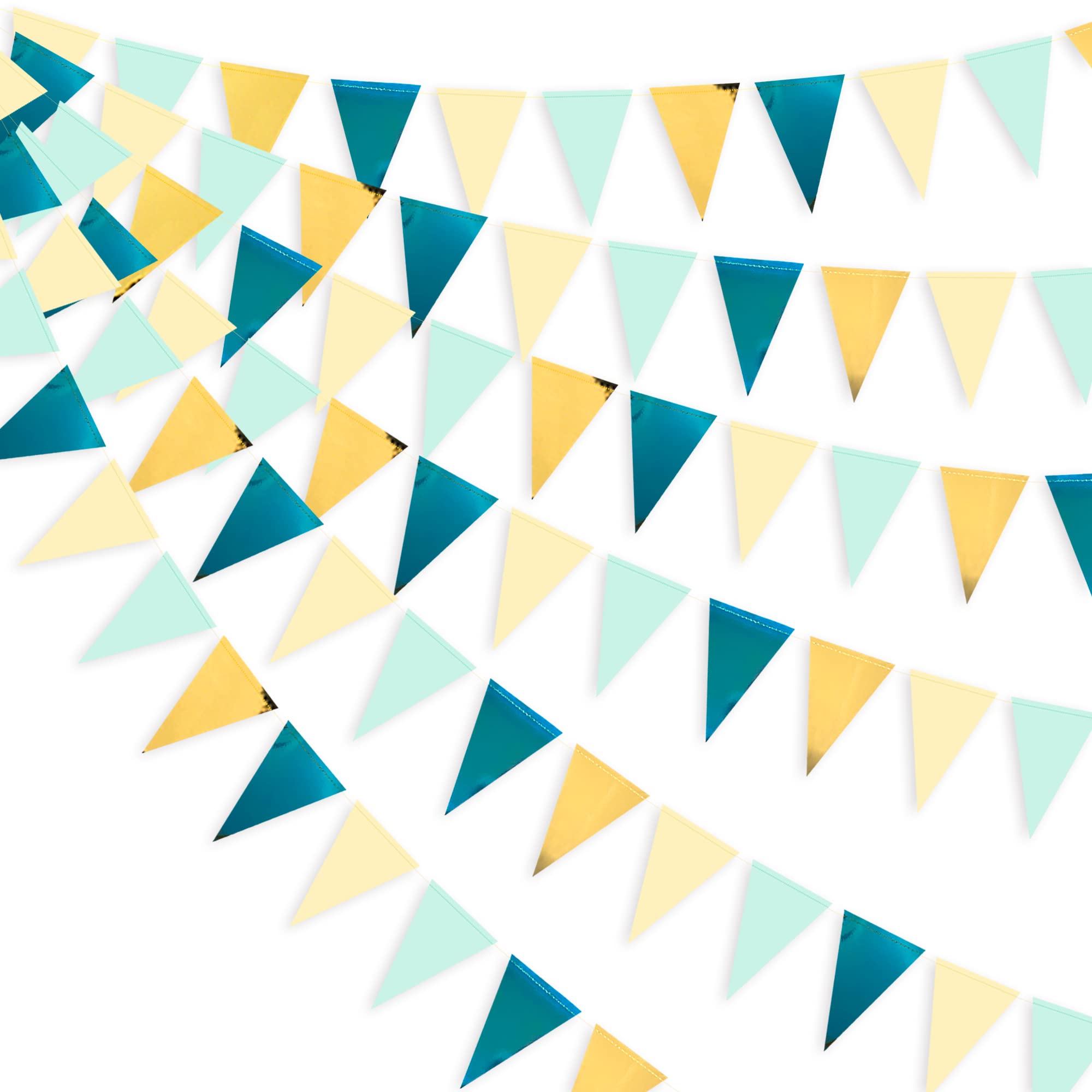 30Ft Hunter Green Gold Bunting Banner Party Decorations Sage Green Hanging Paper Triangle Flag Pennant for Birthday Wedding Spring Summer Botanical Baby Bridal Shower Engagement Anniversary Graduation