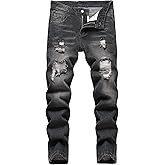 Anbreuinron Boy's Ripped Jeans Stacked Skinny Fit Destroyed Distressed Fashion Comfy Denim Jeans Pants