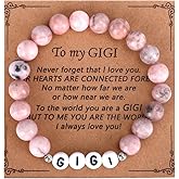 Yuunheg Gigi Mimi Gifts for Grandma,Natural Stone Elastic Bracelet for Christmas, Thanksgiving Day, Mother's Day, Mimi Gigi Beaded Bracelet for Grandma Mom
