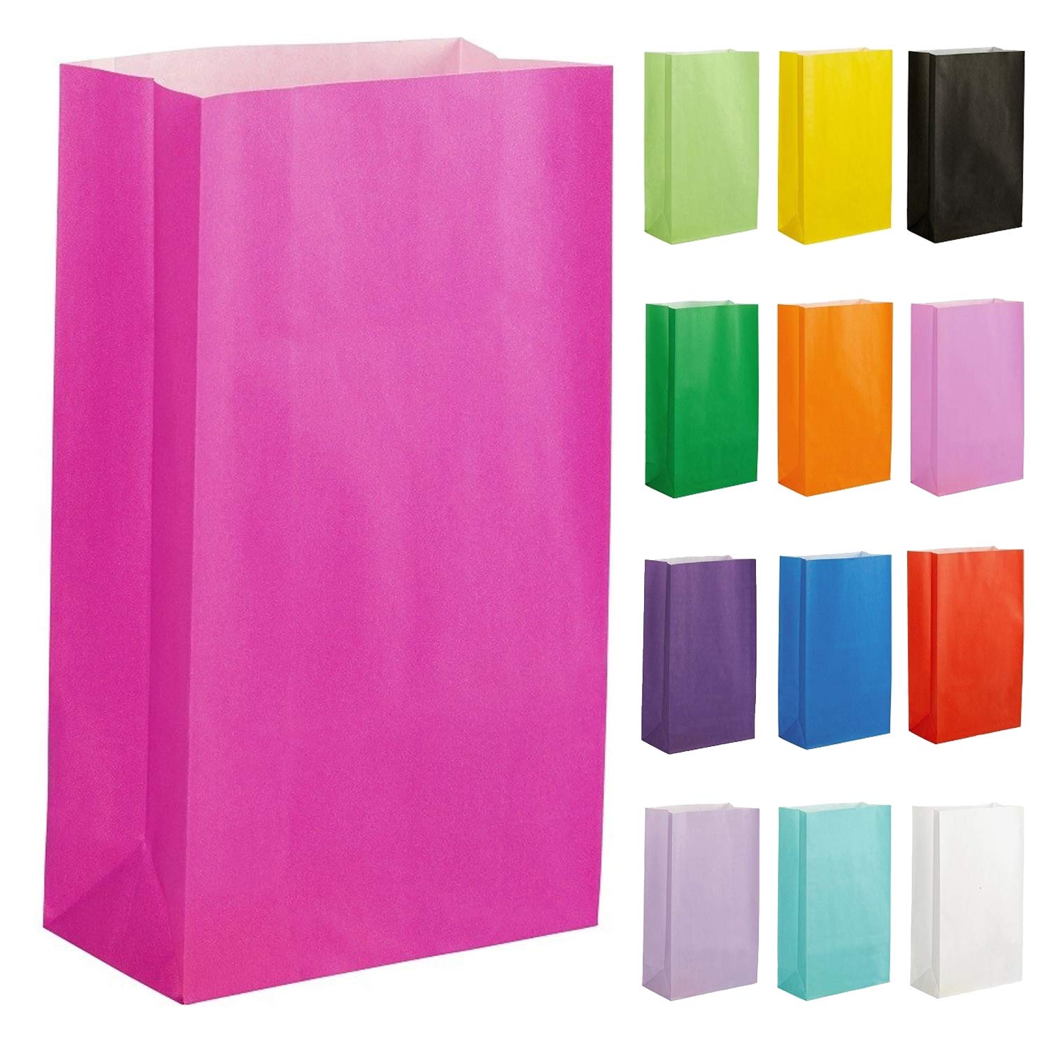 Thepaperbagstore 40 Hot Pink Paper Party Bags - 14x24.5x7cm - Colourful Paper Gift Bags for Kids and Adults Parties, Birthdays, Weddings, Baby Showers, Hen Parties and Sweets