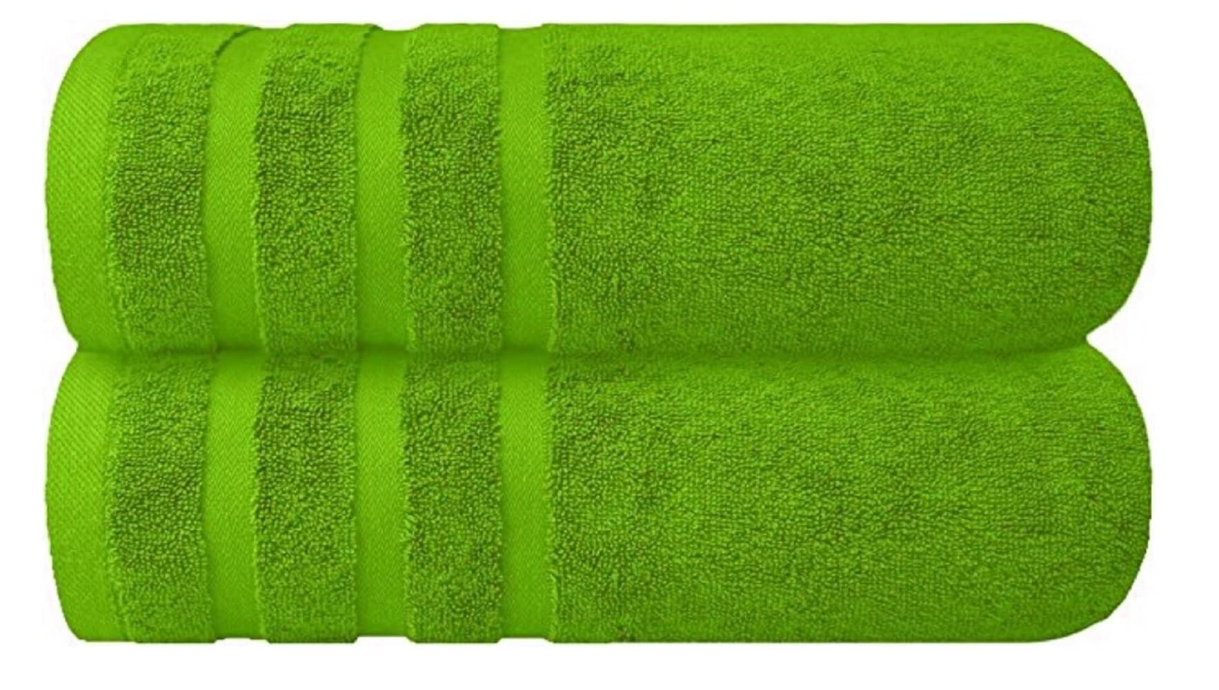 Diamond Tex Pack of 2 Large Jumbo Bath Sheets 75 x 150 cm Super Soft 100% Egyptian Cotton Fast Absorbent & Quick Dry Towels 500-GSM (Lime Green)