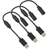 whiteeeen 3pcs Replacement Dongle USB Breakaway Cable for Xbox 360 Wired Controllers