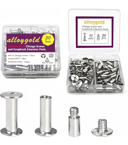 Leliafleury M4*4 Chicago Screw Posts 20Pcs Chicago Binding Screws Stainless Steel Flat Head Rivets For Craft Purse Belt Handbags, Silver