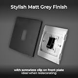 BG Electrical Single Retractive Press Switch Matt Grey 1 Way Evolve PCDMG14B view 2