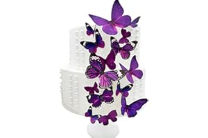 Sugar Robot Inc. Edible Butterflies for Cake Decorating - Assorted Sizes, Premium Crafted in the USA - Butterfly Cake Toppers & Cupcake Decorations (Royal Purple)