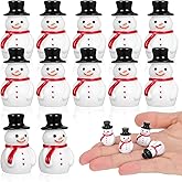 STOBOK 20Pcs Mini Snowman Figurines, Christmas Resin Snowman Ornaments with Hat for DIY Crafts, Xmas Tree Decorations, Micro Landscape, Winter Village Display