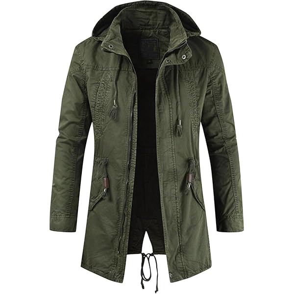 Men's Spring Military Full-Zip Removable Hooded Cotton Mid