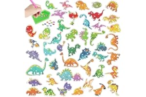 achard 46PCS Diamond Painting Stickers 5D Gem Art Kits Cute Animal Dinosaur Shape for Kids Boys Girls Ages 6-8 8-12