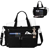 Messenger Bag for College with Laptop Compartments and Zipper Pockets Crossbody Corduroy Teacher Tote Bag for Men and Women