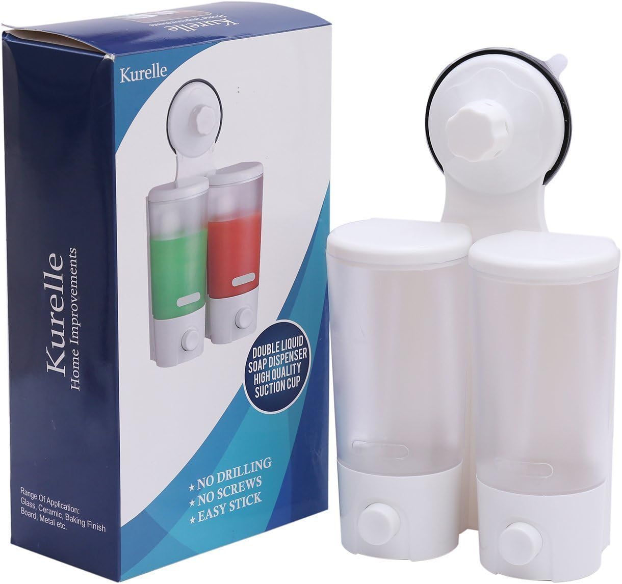 Kurelle Suction Cup, Shower Dispenser Double, Soap Dispenser Duo, Wall