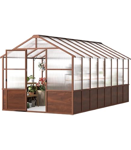 Amazon.com : Jocoevol 8x16FT Greenhouse for Outdoors, Wooden Frame