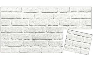 IZODEKOR 3D Stone Effect Wall Panels - Faux Stone Paneling for Living Room, Kitchen, Bathroom and More | Snow White - (10" x 10")