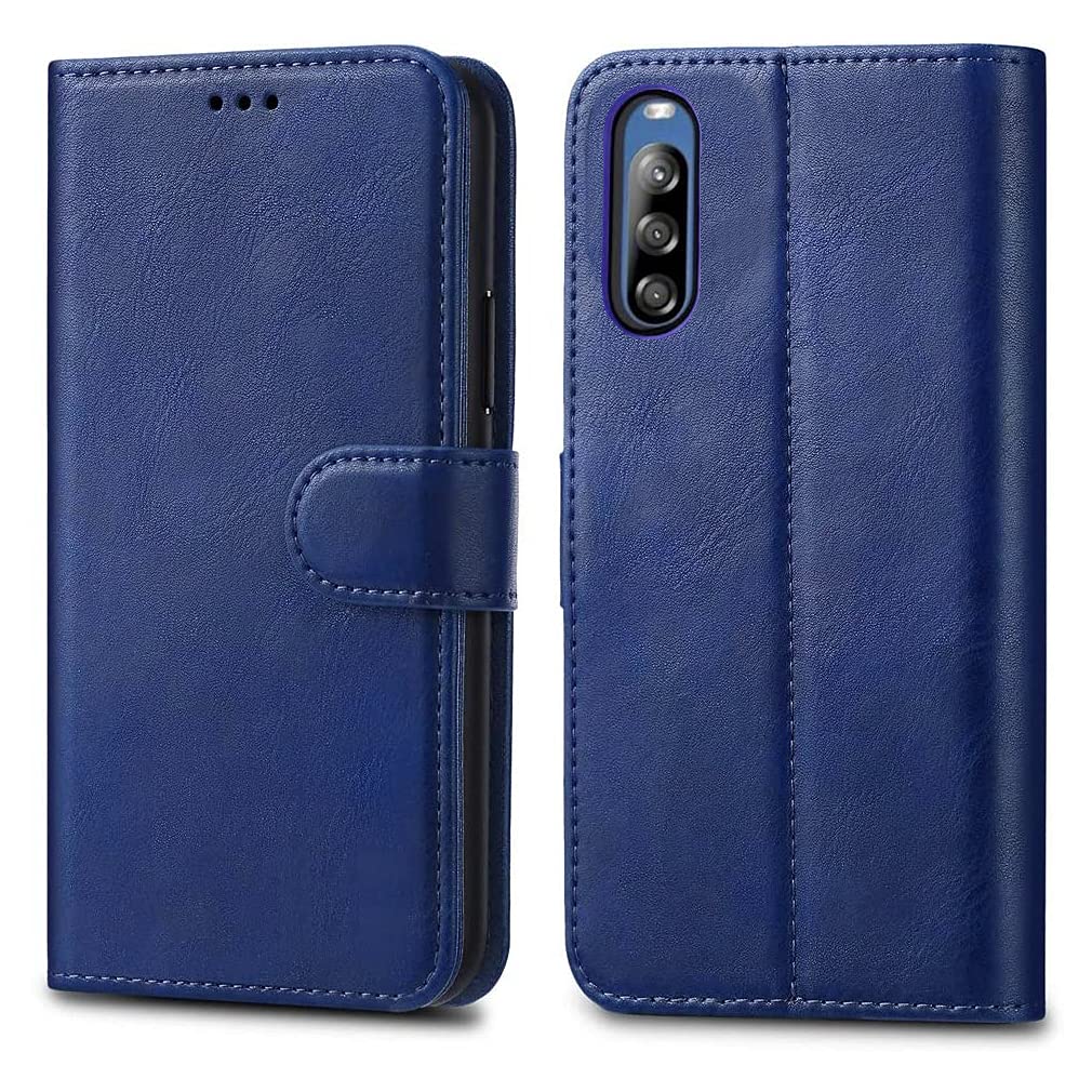 GAPlus Sony Xperia L4 Leather Case - Premium Wallet Case Leather Flip Cover For Sony Xperia L4 6.2" [Card Holder] [Magnetic Closure] (Blue)