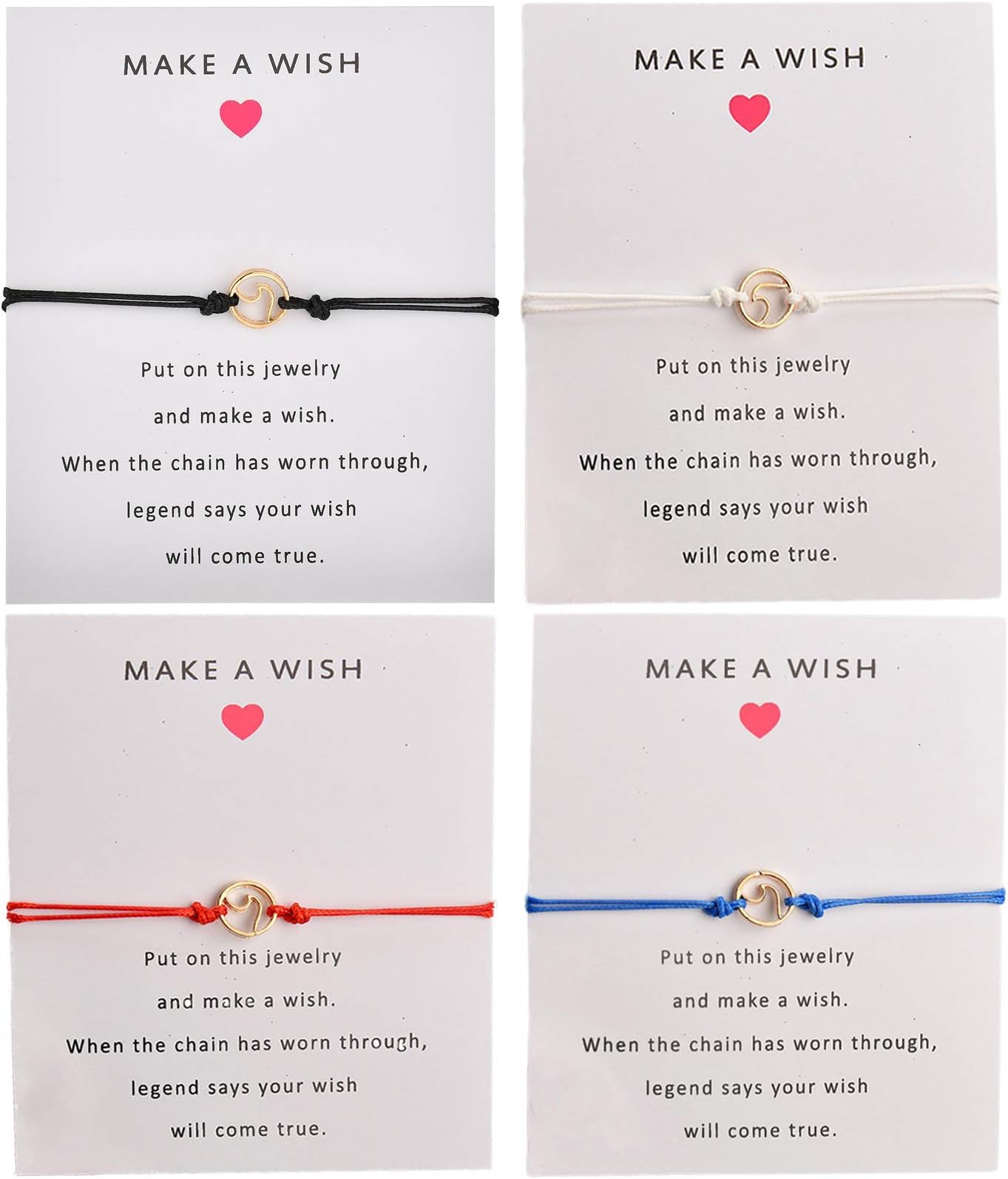 Friendship Bracelet with Wish Card Shell Pineapple Infinity Charm Bracelet for Friends Gifts Couple Jewelry 4Pcs/Pack