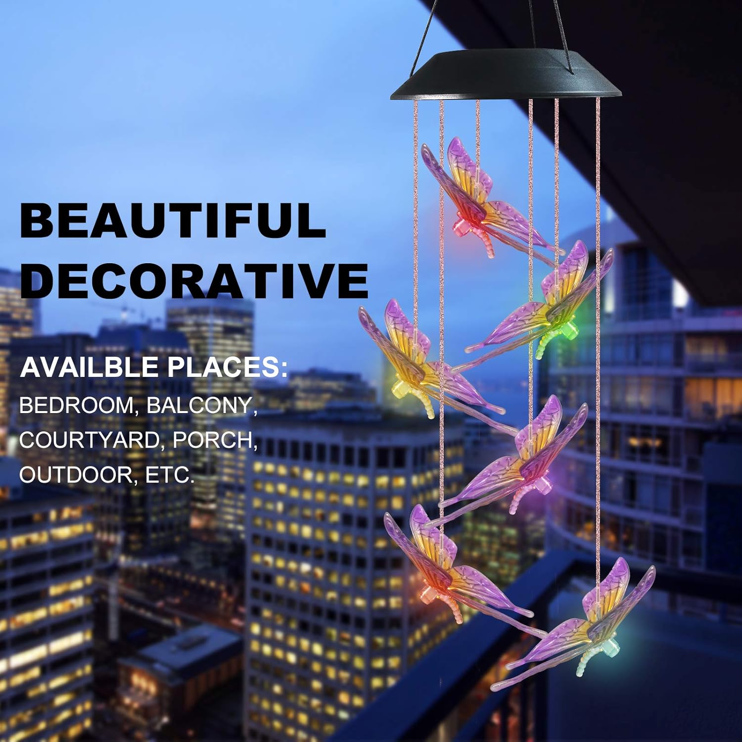 Famiry Solar Butterfly Wind Chimes for Outside, Wind Chimes Colors Changing Six Butterfly Waterproof LED Solar Light, Outdoor Decor for Garden, Patio, Yard, Home(Purple Yellow Butterfly) : Garden & Outdoor
