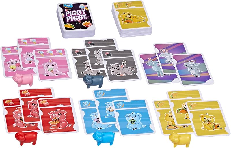Porquinho, Jogo de cartas, 2 a 6 jogadores, Planos ao ar livre, Família e amigos, Presente para meninos e meninas 7 anos ou mais, Porcos e cabras