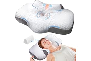 NAPZ Cervical Memory Foam Pillow, Orthopedic Firm Soft Adjustable Hypoallergenic Ergonomic Contour Pillow for Side Back and Stomach Sleepers Grey