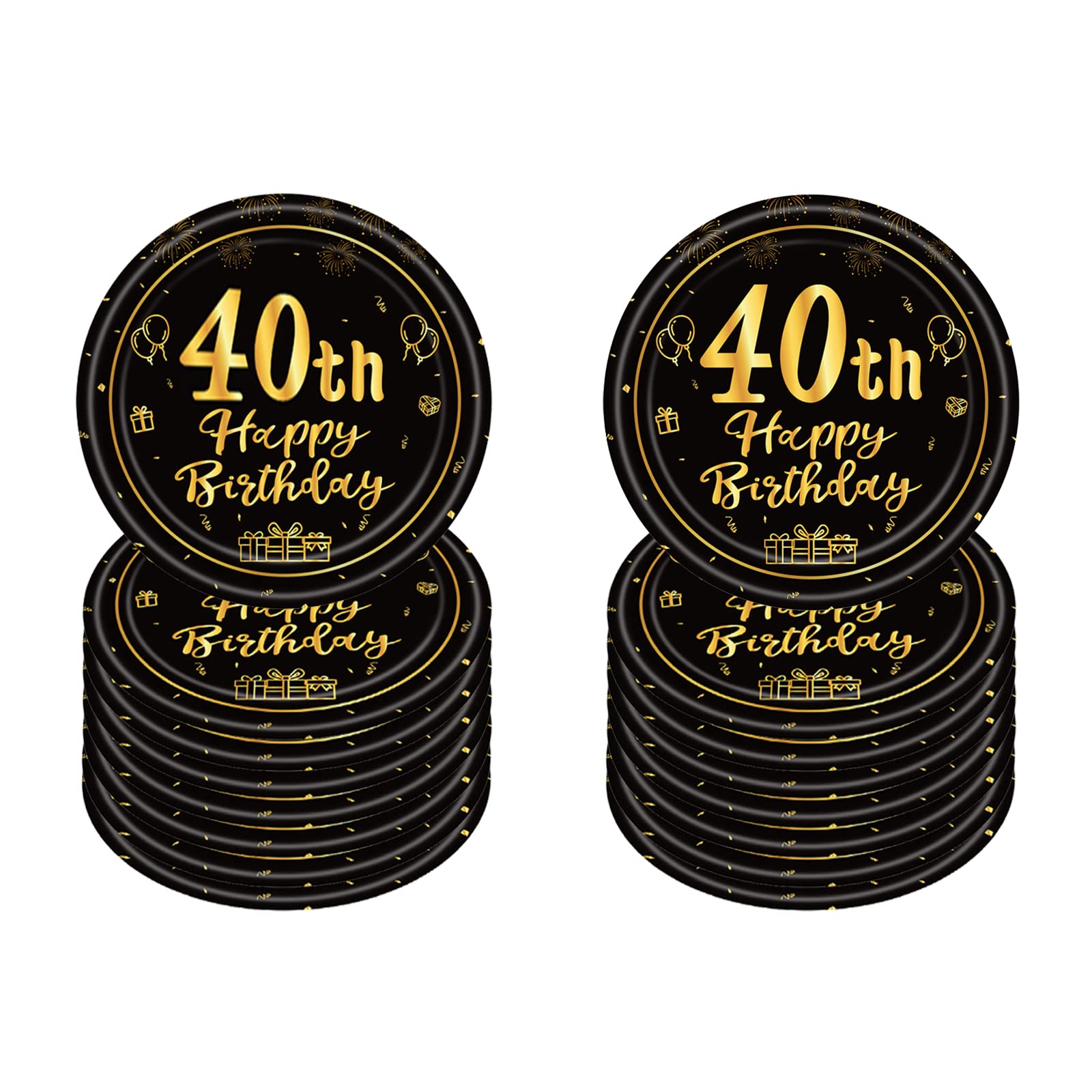 40th Birthday Paper Plates 7”Black and Gold Paper Plates,16Pcs Disposable Tableware Party Plate,Happy40th Birthday Decorations Plate for Boys,Girls,Him,Her 40thBirthday Party Supplies Table Decor