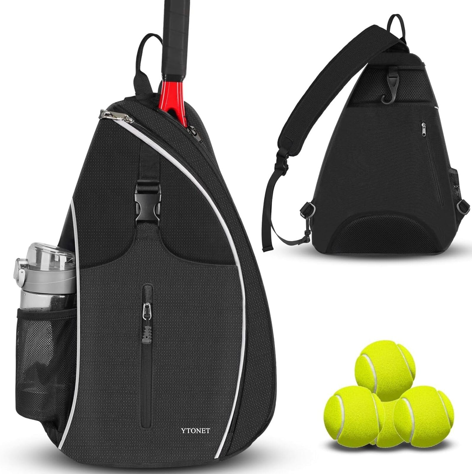 Photo 1 of Ytonet Tennis Bag, Tennis Sling Backpack Crossbody Water Resistant for Men Women, Compatible for Pickleball Badminton Rackets