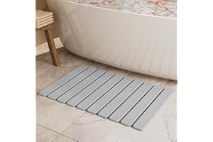 Summer&Kiss Stone Bath Mat, Quick Dry Stone Drying Mats for Bathroom, Super Absorbent Rollable Bath Stone Mat, Non Slip, Large Diatomaceous Earth Dish Drying Mats for Kitchen Counter, 23.5 x 15.4in