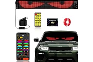 SULMEYHUB Devil's Eye:23.42"x4.72" Programmable ojos led para carro Windshield Display for Sedans, SUVs & Medium Trucks - USB-Powered LED Matrix Panel, Remote/App Control, Custom Car