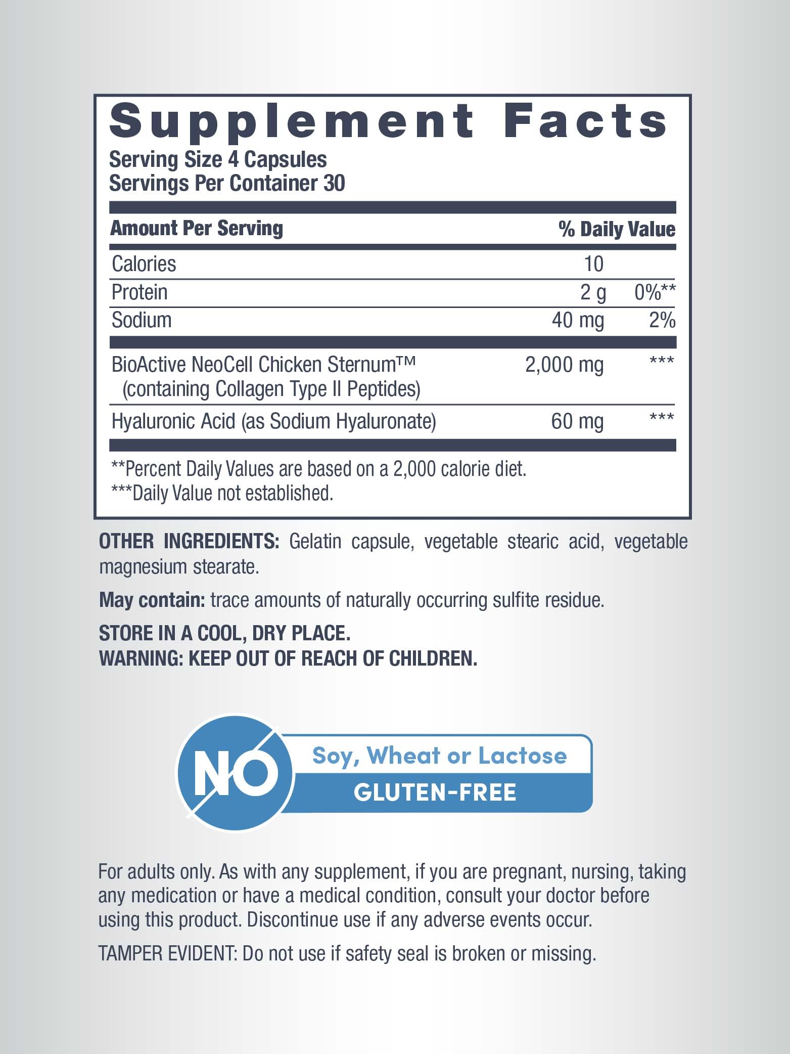 NeoCell Joint Complex Supplement | 120 Capsules | Plus Hyaluronic Acid | Collagen Type II