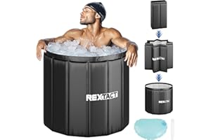 REXTACT Foldable Ice Bath Tub for Athletes, 108 Gal Hot Pre-Assembled Tub Portable Outdoor Spa, Durable Cold Water Therapy Ice Pod for Outdoor Recovery, Easy Setup Ice Bath Tub
